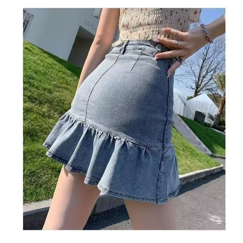 Trade Women'S Clothing Ruffled Denim Skirt Women'S Douyin Xiaohongshu Dropshipping - Image 1