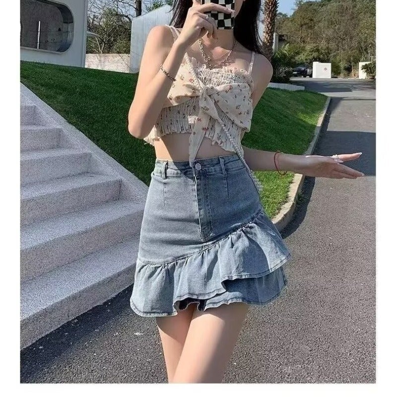 Trade Women'S Clothing Ruffled Denim Skirt Women'S Douyin Xiaohongshu Dropshipping - Image 2