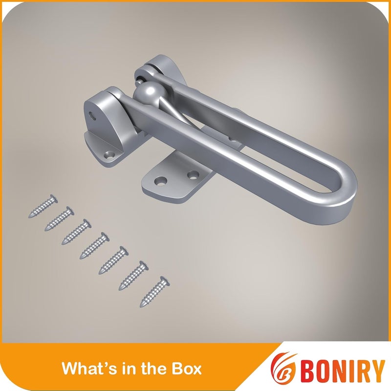 Boniry Boniry Heavy Duty Security Door Lock AntiTheft Door Guard Latch for Front and Inside Door Ideal for HomeOffice Silver  - Image 4