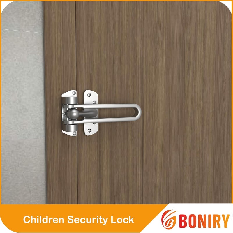 Boniry Boniry Heavy Duty Security Door Lock AntiTheft Door Guard Latch for Front and Inside Door Ideal for HomeOffice Silver  - Image 3