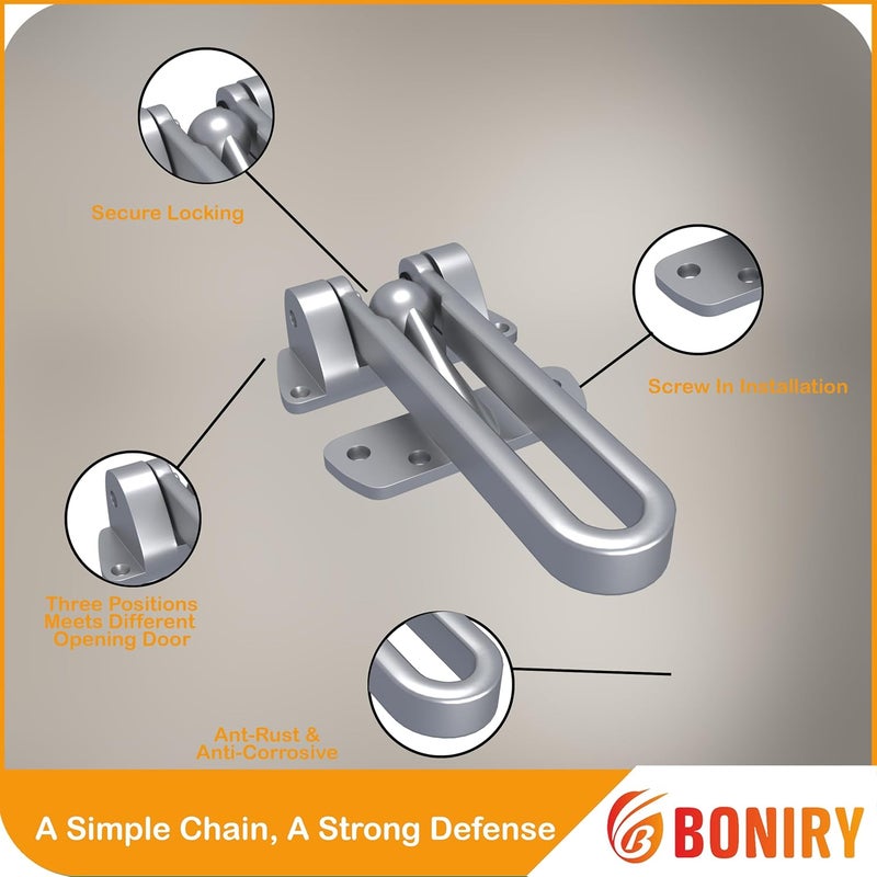 Boniry Boniry Heavy Duty Security Door Lock AntiTheft Door Guard Latch for Front and Inside Door Ideal for HomeOffice Silver  - Image 5