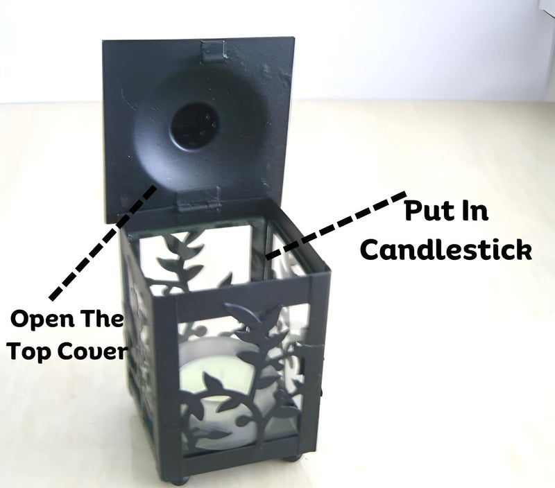 GREECHO European Style Metal Candle Holder Hanging Lantern Tealight Candlestick Candle Stands for Wedding Event Home Decoration Hollow Candlestick Candle Tealight Holder Black Square - Image 5