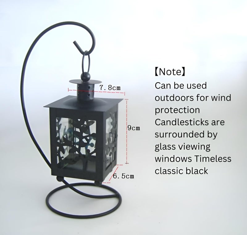 GREECHO European Style Metal Candle Holder Hanging Lantern Tealight Candlestick Candle Stands for Wedding Event Home Decoration Hollow Candlestick Candle Tealight Holder Black Square - Image 3