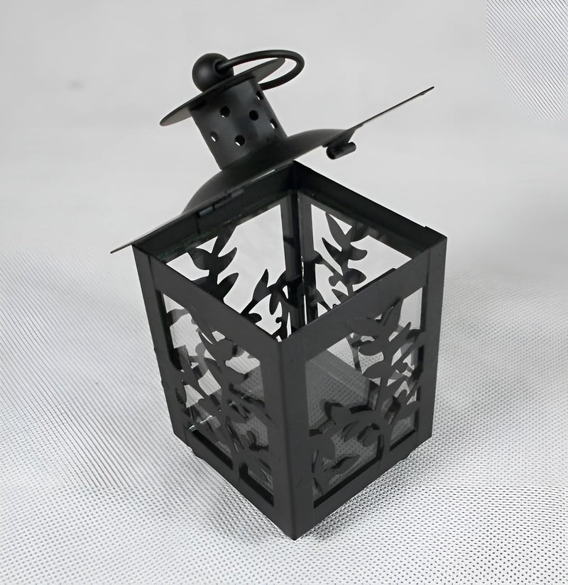 GREECHO European Style Metal Candle Holder Hanging Lantern Tealight Candlestick Candle Stands for Wedding Event Home Decoration Hollow Candlestick Candle Tealight Holder Black Square - Image 2