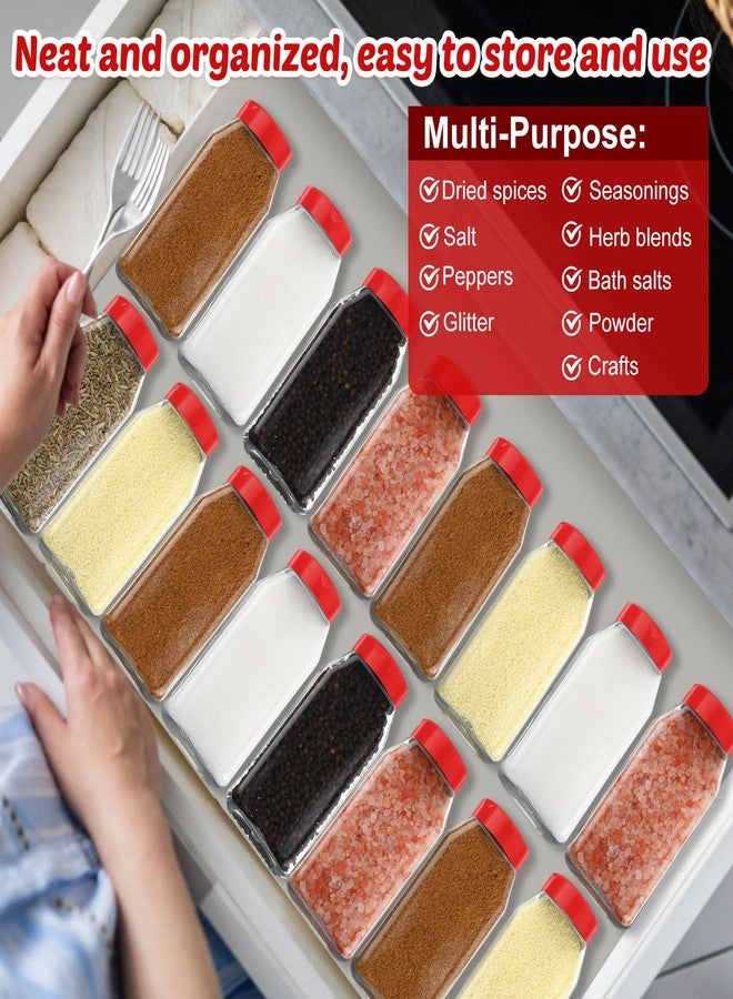Mifoci 28 Pack 16 oz Plastic Spice Jars with Cap Square Plastic Bottle Containers with Shaker Lids and Stickers Large Seasoning Shaker Empty Powder Storage Container for Storing Salt Herbs (Red) - Image 5
