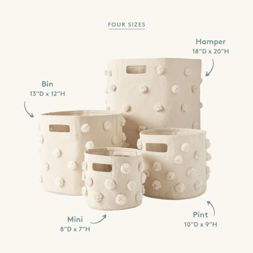 Pehr Pom Pom Basket, Pint (Natural) | 100% Cotton Canvas Storage for Nursery, Playroom & Home | Decorative Organizer | 10”D x 9”H - Image 2