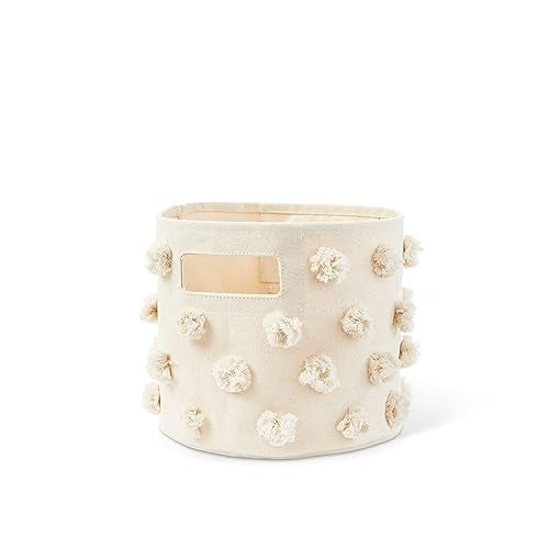 Pehr Pom Pom Basket, Pint (Natural) | 100% Cotton Canvas Storage for Nursery, Playroom & Home | Decorative Organizer | 10”D x 9”H - Image 1