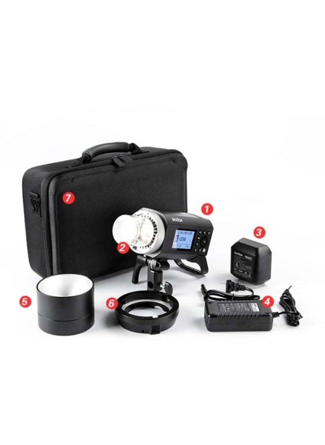 Godox - Godox AD400 Pro AD400Pro Outdoor Flash Strobe, Portable 400W 2.4G TTL 1/8000 HSS Monolight, 0.01-1s Recycle, 30W LED Modeling Lamp with Rechargeable Battery and Bowens Mount - Image 1