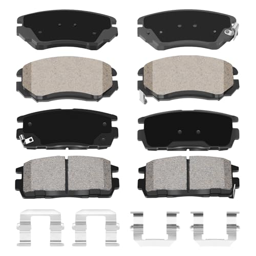 HYFTJYZ Ceramic Front and Rear Brake Pads Compatible with 10-17 Chevrolet Equinox GMC Terrain 2010 2011 2012 2013 2014 2015 2016 2017, 4 Front and Rear Brake Kit Replacement - Image 1