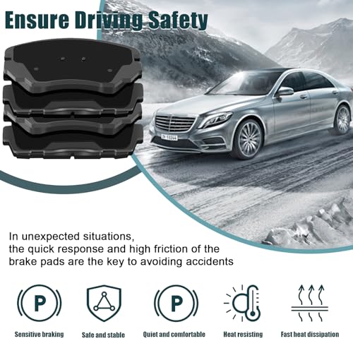 HYFTJYZ Ceramic Front and Rear Brake Pads Compatible with 10-17 Chevrolet Equinox GMC Terrain 2010 2011 2012 2013 2014 2015 2016 2017, 4 Front and Rear Brake Kit Replacement - Image 4