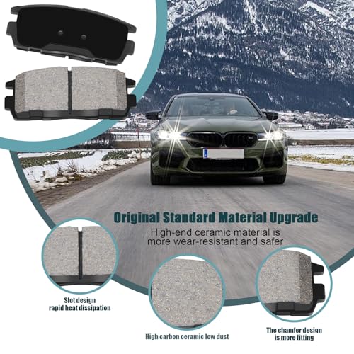 HYFTJYZ Ceramic Front and Rear Brake Pads Compatible with 10-17 Chevrolet Equinox GMC Terrain 2010 2011 2012 2013 2014 2015 2016 2017, 4 Front and Rear Brake Kit Replacement - Image 2