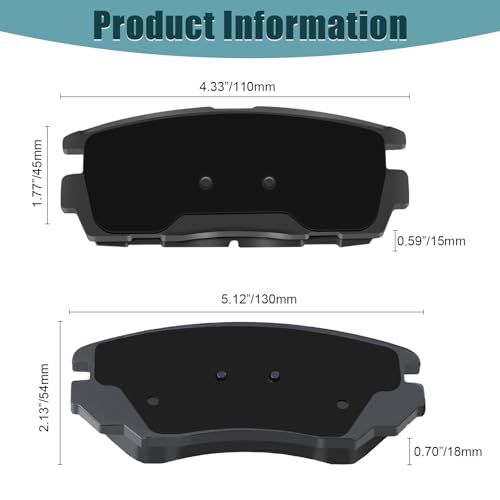 HYFTJYZ Ceramic Front and Rear Brake Pads Compatible with 10-17 Chevrolet Equinox GMC Terrain 2010 2011 2012 2013 2014 2015 2016 2017, 4 Front and Rear Brake Kit Replacement - Image 3