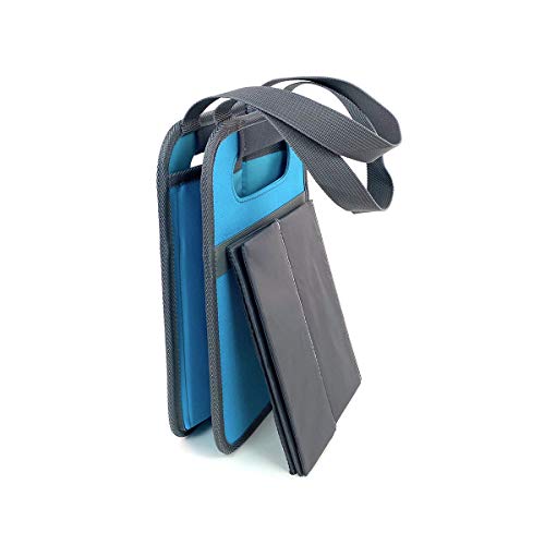 meori Foldable 4 Bottle Wine Tote Azure Blue Organize Crate Glass Dividers Stylish Travel Storage Box Liquor Spirits Tastings Grocery Shopping Hostess Gift, A100815 - Image 3