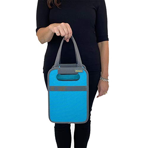 meori Foldable 4 Bottle Wine Tote Azure Blue Organize Crate Glass Dividers Stylish Travel Storage Box Liquor Spirits Tastings Grocery Shopping Hostess Gift, A100815 - Image 2