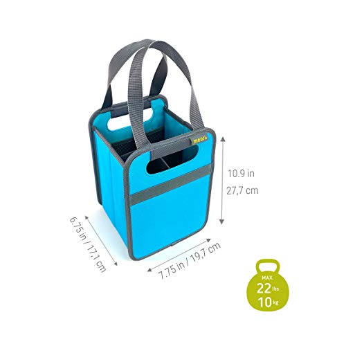 meori Foldable 4 Bottle Wine Tote Azure Blue Organize Crate Glass Dividers Stylish Travel Storage Box Liquor Spirits Tastings Grocery Shopping Hostess Gift, A100815 - Image 4