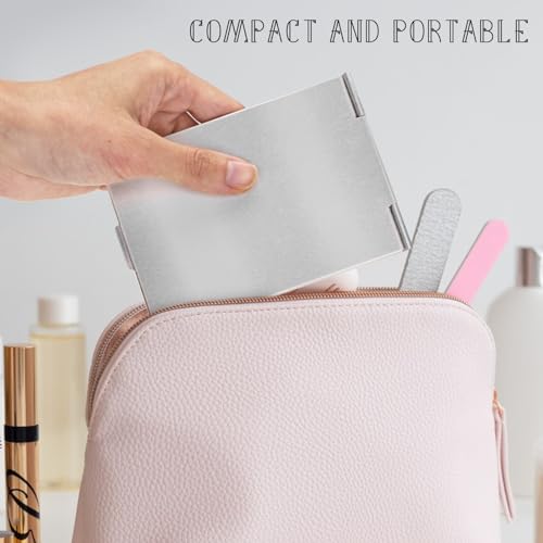 G2PLUS Portable Folding Vanity Mirror, Ultra-Slim Aluminum Shell Travel Mirror, 4x3 Inch Small Mirror for Travel, Bathroom, Makeup, Beauty, Grooming - Image 4