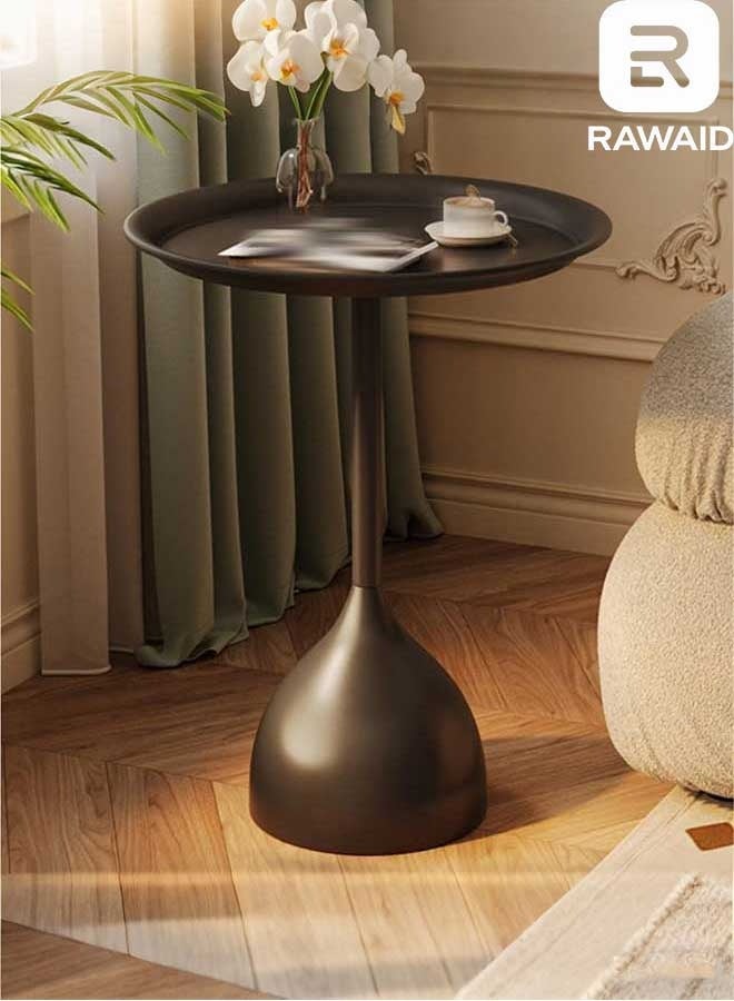 RAWAID Wrought Iron Side Table Fashion Small End Table Dia 40cm/15.7" Round Small Coffee Table Minimalist Accent Sofa Table for Living Room Bedroom Bedside Table - Image 4