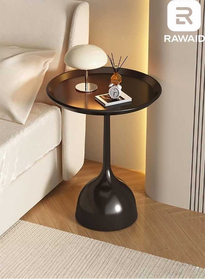 RAWAID Wrought Iron Side Table Fashion Small End Table Dia 40cm/15.7" Round Small Coffee Table Minimalist Accent Sofa Table for Living Room Bedroom Bedside Table - Image 2