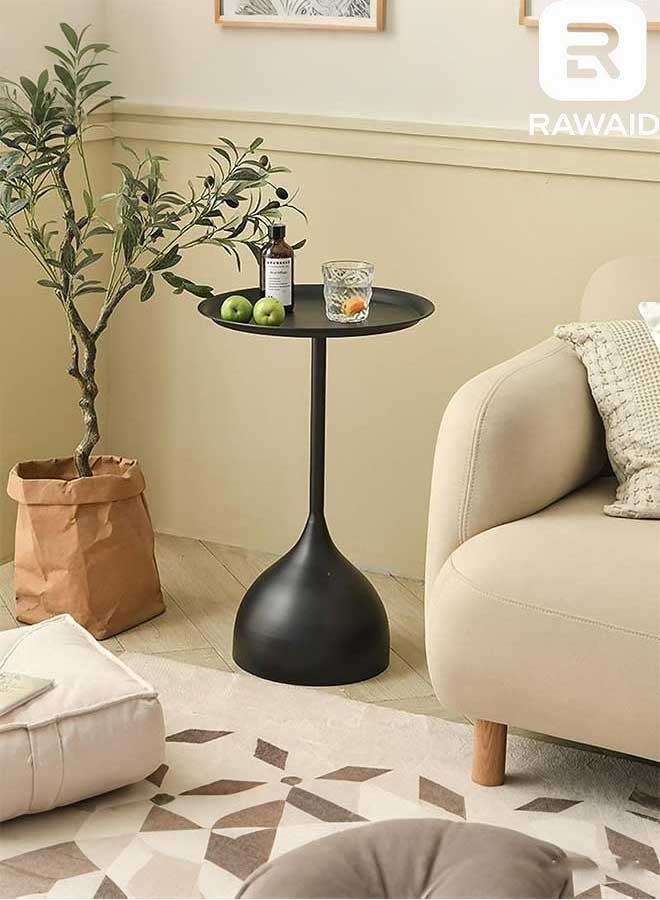 RAWAID Wrought Iron Side Table Fashion Small End Table Dia 40cm/15.7" Round Small Coffee Table Minimalist Accent Sofa Table for Living Room Bedroom Bedside Table - Image 1