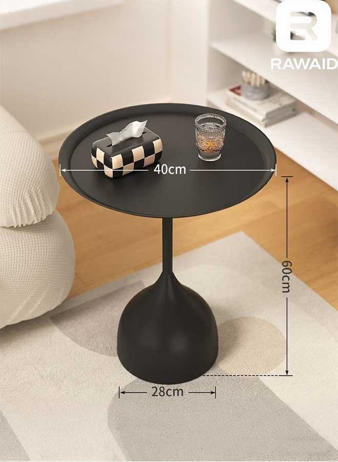 RAWAID Wrought Iron Side Table Fashion Small End Table Dia 40cm/15.7" Round Small Coffee Table Minimalist Accent Sofa Table for Living Room Bedroom Bedside Table - Image 3