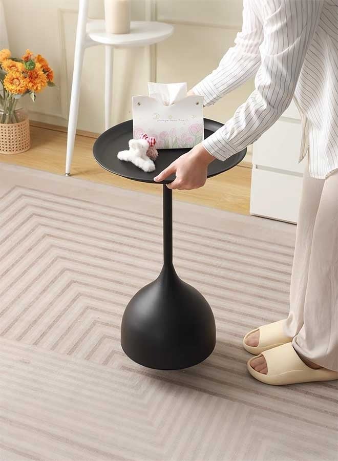 RAWAID Wrought Iron Side Table Fashion Small End Table Dia 40cm/15.7" Round Small Coffee Table Minimalist Accent Sofa Table for Living Room Bedroom Bedside Table - Image 5