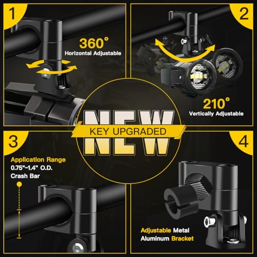 LEDOPPO Motorcycle Auxiliary Lights Kit LED Spot Driving Fog Lights White with Switch Wiring Harness Clamp Mount Brackets Kit for R1200GS K1600 ADV Adventure Touring Motorcycle E-Bike - Image 4