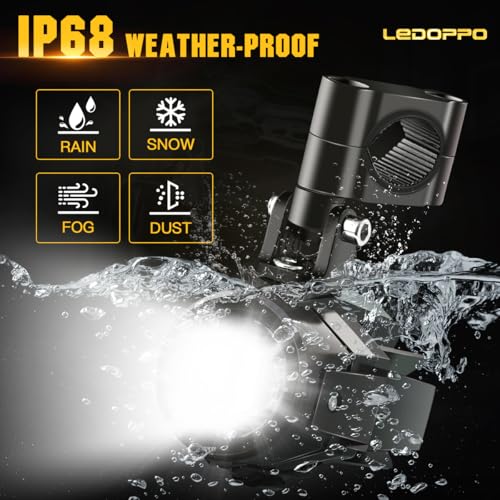 LEDOPPO Motorcycle Auxiliary Lights Kit LED Spot Driving Fog Lights White with Switch Wiring Harness Clamp Mount Brackets Kit for R1200GS K1600 ADV Adventure Touring Motorcycle E-Bike - Image 3