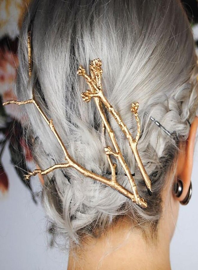 Fodattm Set of 3 Vintage Tree Branch Hair Clip Barrette Women Lady Hair Pin Head Dress DIY Hair Accessories (Gold) - Image 3
