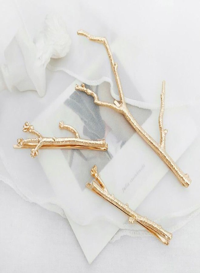Fodattm Set of 3 Vintage Tree Branch Hair Clip Barrette Women Lady Hair Pin Head Dress DIY Hair Accessories (Gold) - Image 2