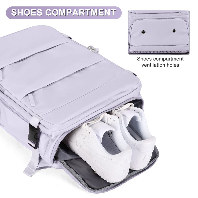 coofay Carry On Backpack Flight Approved Personal Item Travel Backpack For Women Airline Approved Waterproof Sports Luggage Backpack Casual Daypack Small Hiking Backpack Purple Backpack - Image 5