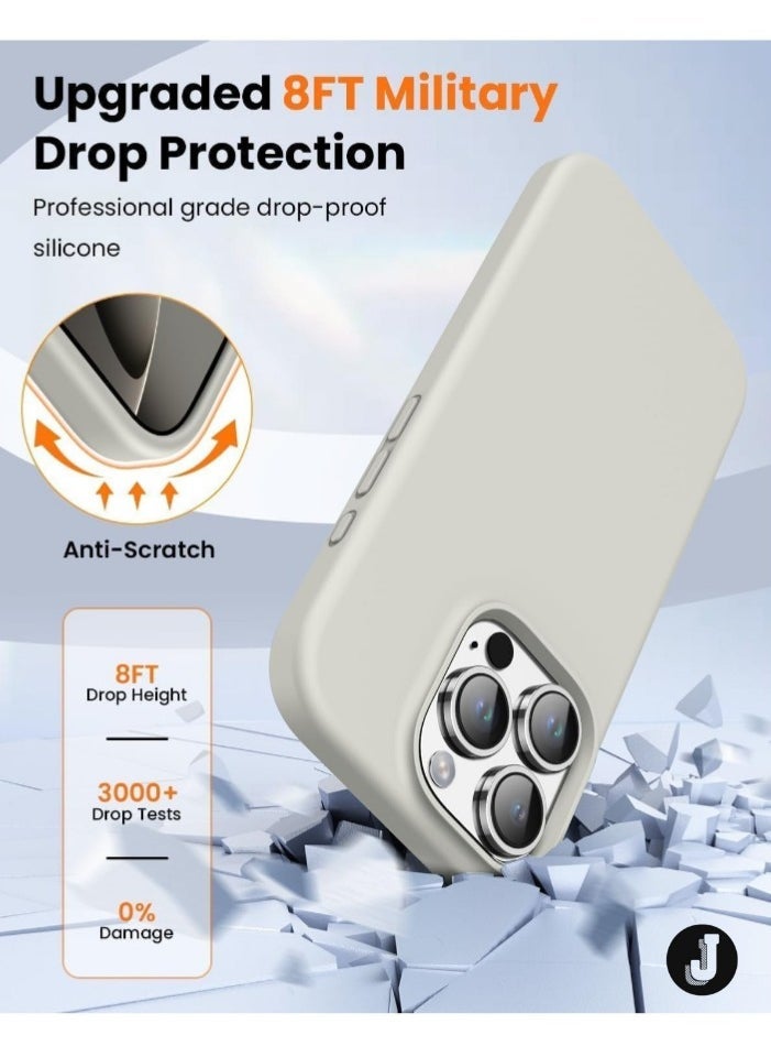 JAJEEK "New Soft Liquid Silicone Gel Case for iPhone 16 Pro Max – Full Body Shockproof Protection, Matte Finish & Soft Microfiber Lining (Stone)" - Image 3
