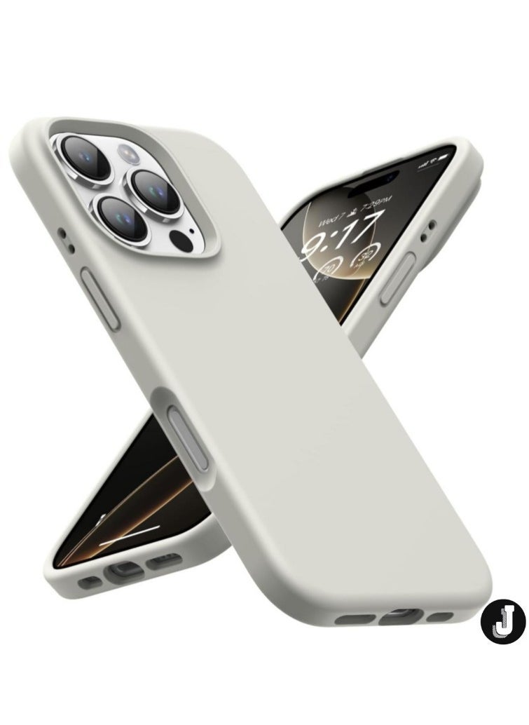 JAJEEK "New Soft Liquid Silicone Gel Case for iPhone 16 Pro Max – Full Body Shockproof Protection, Matte Finish & Soft Microfiber Lining (Stone)" - Image 1