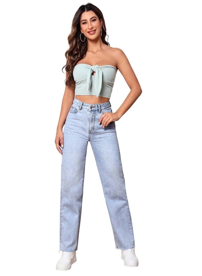 KOTTY Women's Cotton Lycra Blend Relaxed Fit High Rise Jeans(Blue,28) - Image 1