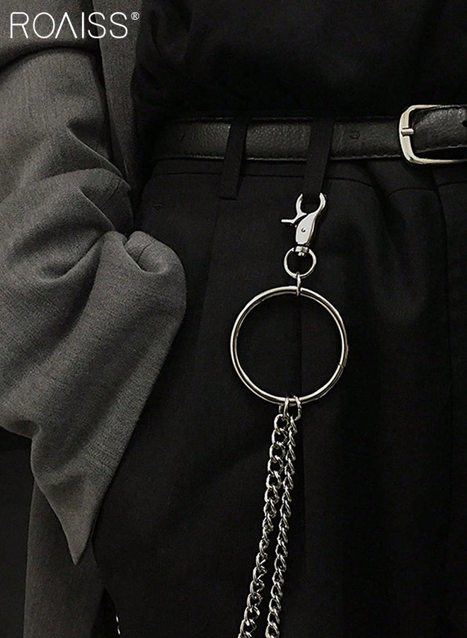 roaiss 2 Pcs Retro Punk-style Multi-layered Pants Chains, Silver Metal Hip-hop Style Waist Chains, Everyday Waist Accessories, Suitable for Men to Daily Wear Outdoor Activities, Sports - Image 3