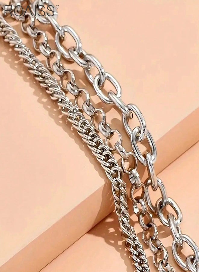 roaiss 2 Pcs Retro Punk-style Multi-layered Pants Chains, Silver Metal Hip-hop Style Waist Chains, Everyday Waist Accessories, Suitable for Men to Daily Wear Outdoor Activities, Sports - Image 4