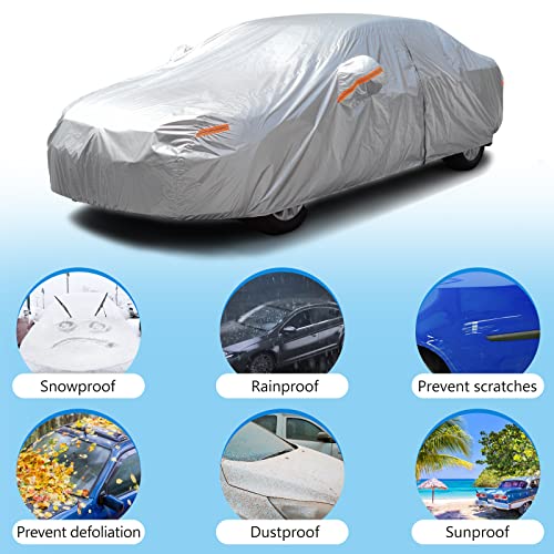 SEAZEN Car Cover Waterproof All Weather, Full car Covers UV Protection/Snowproof/Dustproof, Universal Car Cover 2 Layer with Zipper (Fit Sedan Length Up to 209") - Image 2