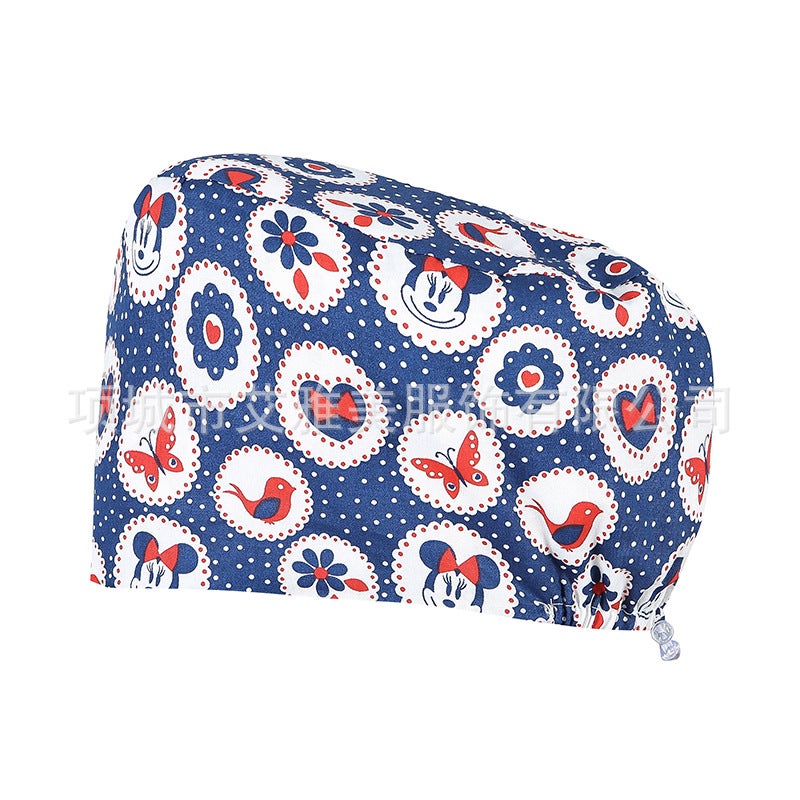 Surgical Cap Women'S Cotton Adjustable Breathable Cartoon Printed Pattern Operating Room Clinic Work Oral Dental Hat - Image 1