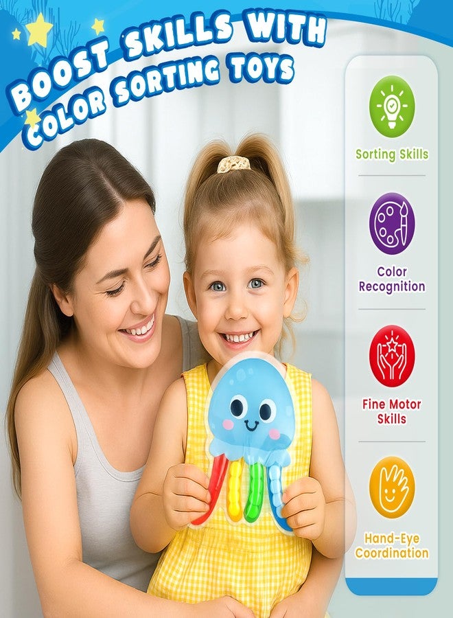 3 otters Color Sorting Sensory Toys, Sea Animals Fine Motor Matching Games Fidget Toys with 3 Game Cards for Toddlers Birthday Party Gift - Image 3