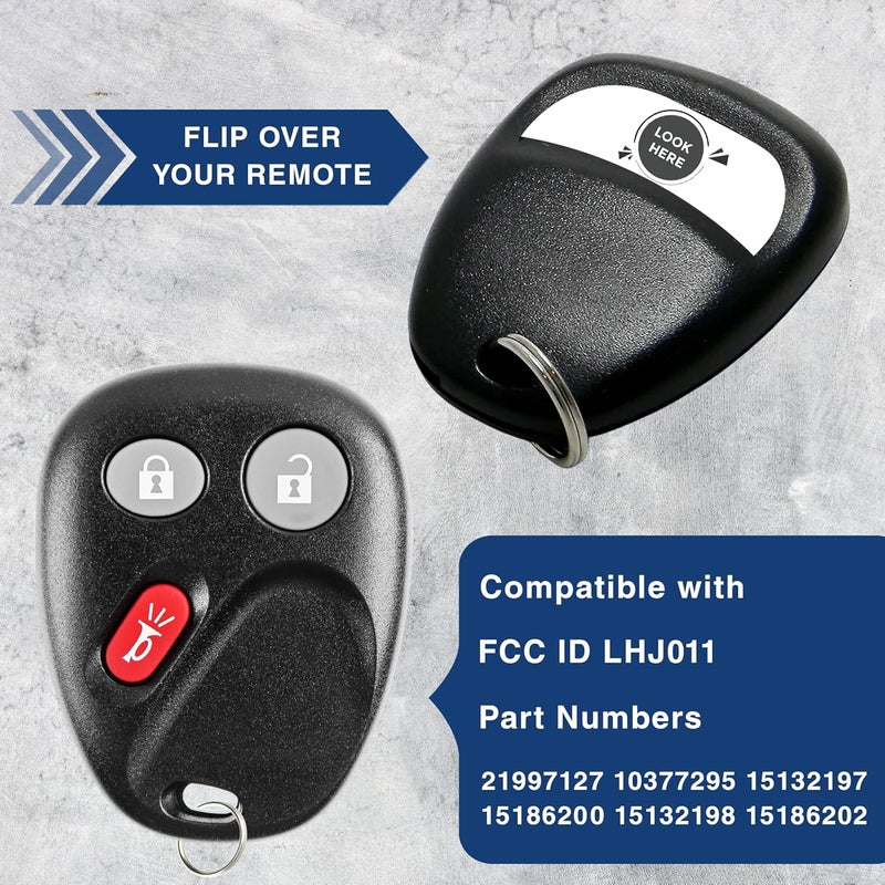 KeylessOption 3-Button Key Fob Replacement for 2003 2004 2005 2006 2007 Chevrolet Chevy Silverado Suburban Tahoe GMC Sierra Yukon Cadillac Escalade Hummer H2 Keyless Remote Control, LHJ011 - Image 4