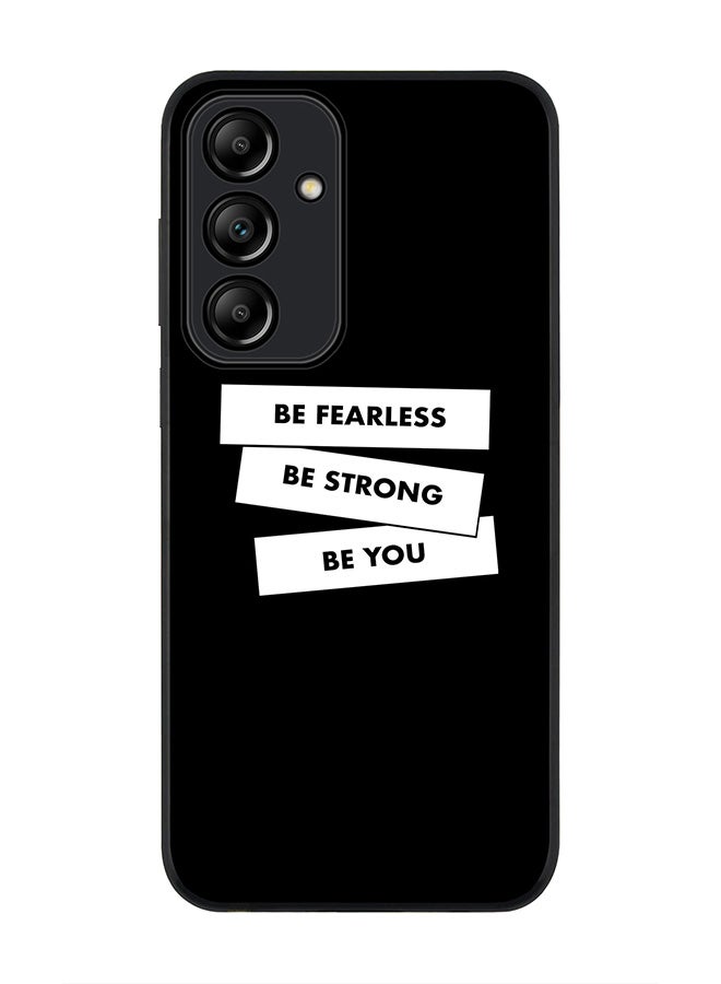 Stylizedd Rugged Black Edge Case for Samsung Galaxy A55, Slim fit Case Flexible Anti Drop TPU Gel Thin Cover -  Fearless, Strong, You  - Image 1