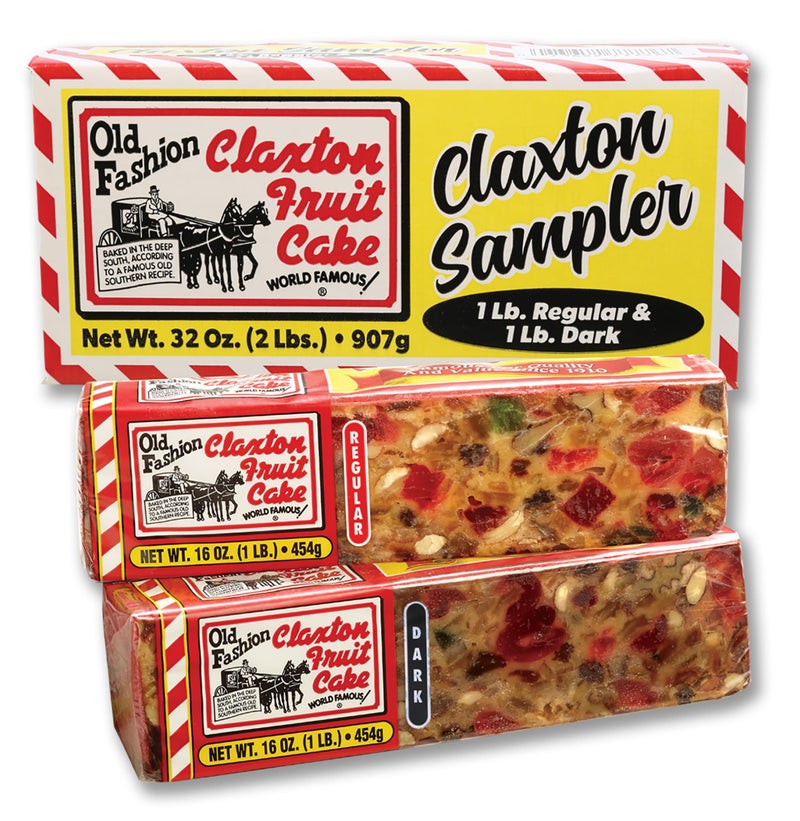 Claxton Fruit Cake Sampler - 2-1 Lb Loaves, Regular & Dark Recipe Duo, Individually Wrapped in Signature Gift Carton | Old-Fashioned Holiday Fruitcake Since 1910 - Image 1