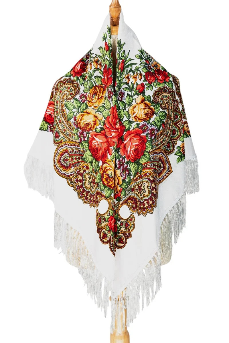 D'Daniela Inessa Women's Eastern European Cotton Tassel Shawl