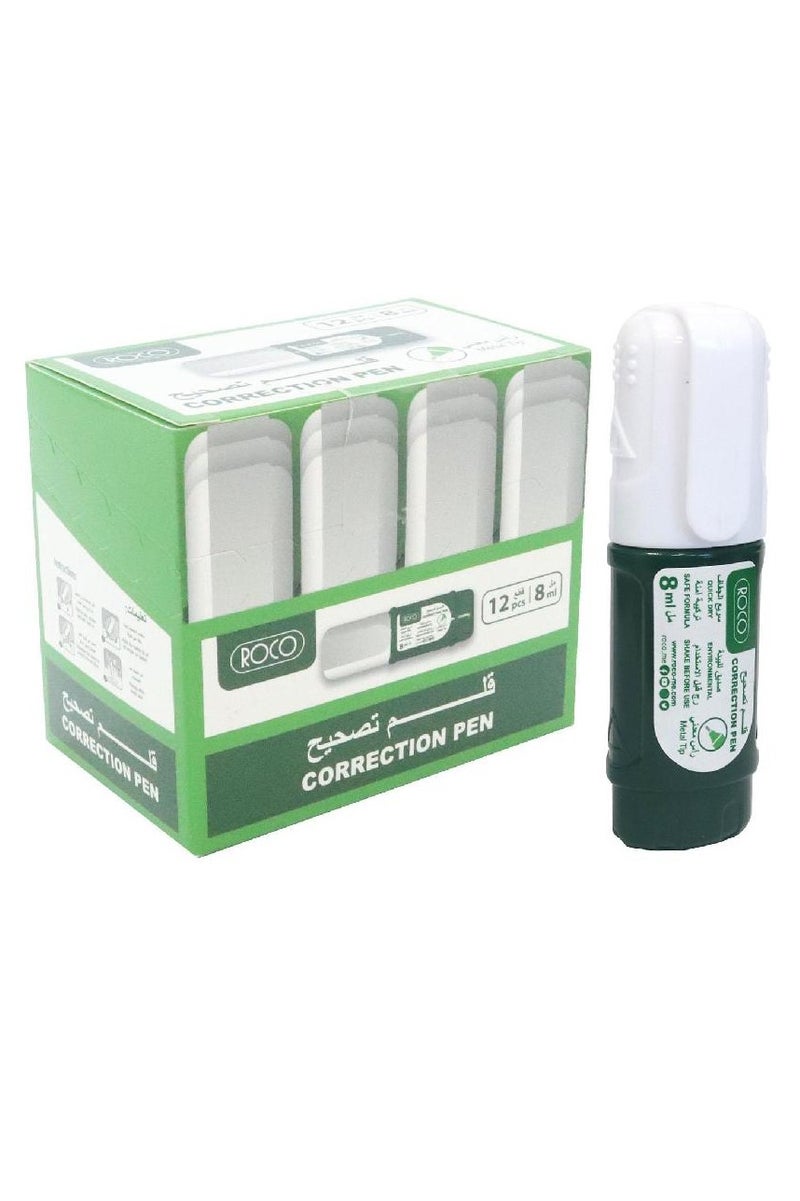 ROCO Correction Pen 1 mm Metal Frame Round Tip White 