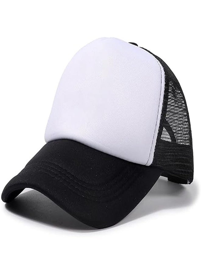 IZUS 1-4T Toddler Cute Mesh Trucker Hat Baby-Girls Foam Baseball Caps Adjustable Snapback Strap Two-Tone Visor Hat Baby-Boys Black/White - Image 1