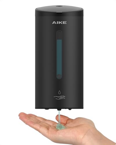 AIKE Automatic Wall Mount Liquid Soap Dispenser Commercial Stainless Steel with 25oz Large Capacity Save Time Effort and CostModel AK1205Matte Black - Image 1