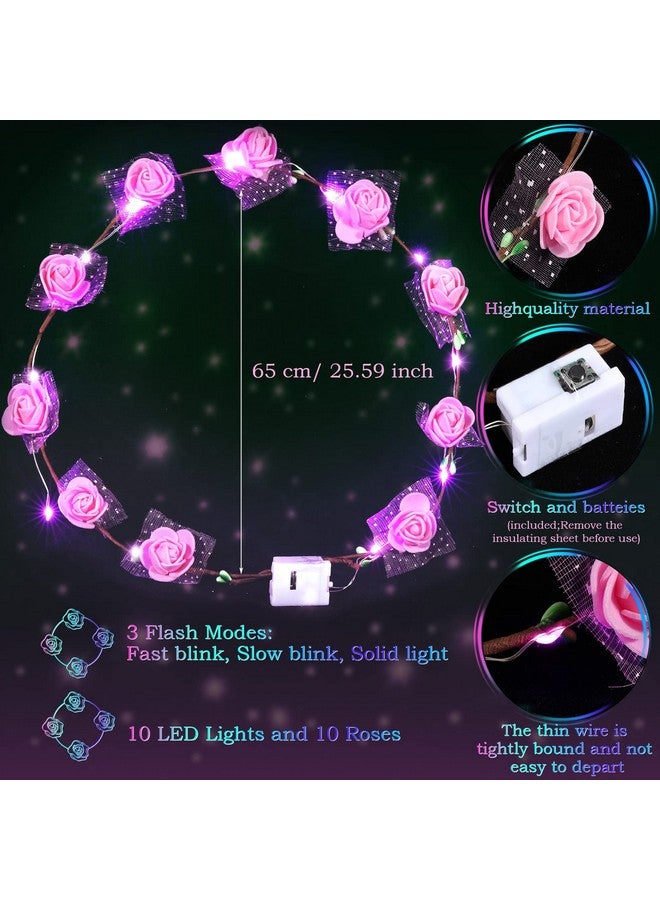 تشوميا 35 قطعة من تيجان الزهور المضيئة LED، عصابات رأس كبيرة، إكسسوارات شعر وردية للنساء والفتيات والأطفال والعرائس وأعياد الميلاد وحفلات الزفاف وكرنفال الشاطئ، 7 ألوان - Image 2