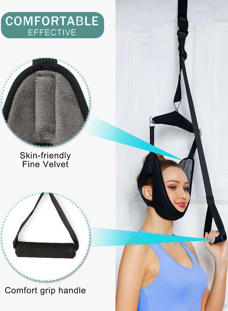 YIM-VIBEHAUS Neck Stretcher Cervical Traction Device for Neck Pain Relief Portable Cervical Traction Over Door for Neck Decompression Neck Hammock  - Image 3