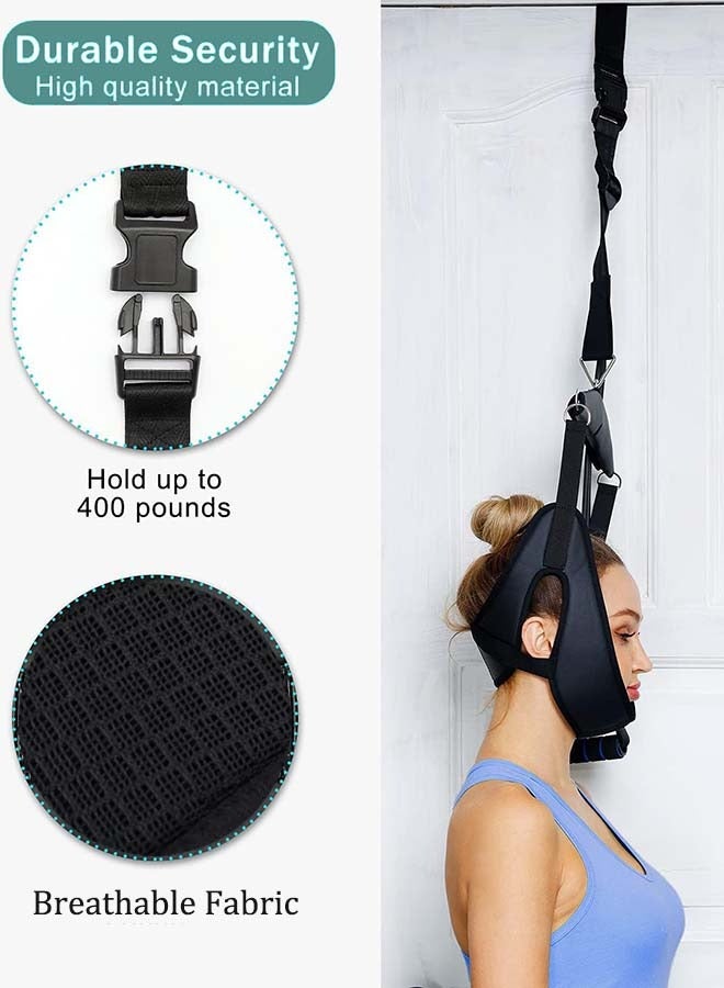 YIM-VIBEHAUS Neck Stretcher Cervical Traction Device for Neck Pain Relief Portable Cervical Traction Over Door for Neck Decompression Neck Hammock  - Image 4