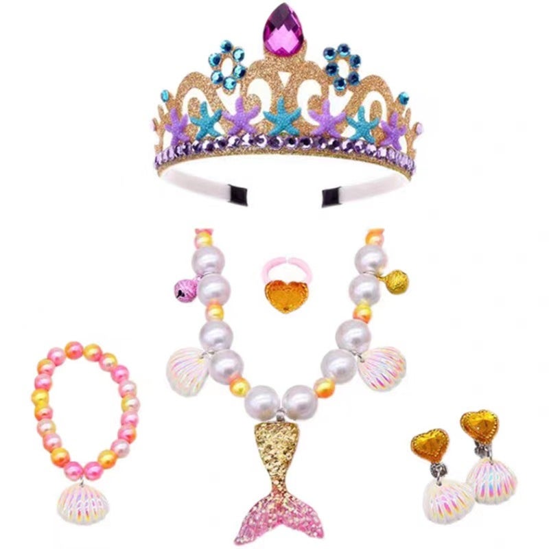 Children's Crown Mermaid Princess Set Starfish Tiara Party Performance Accessories - Image 1