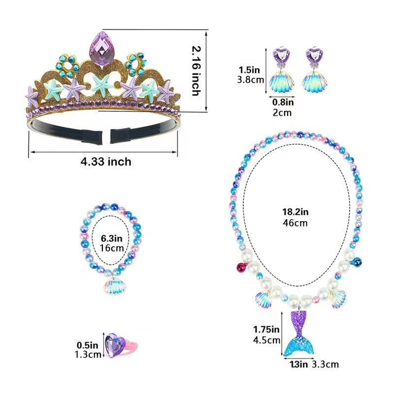 Children's Crown Mermaid Princess Set Starfish Tiara Party Performance Accessories - Image 3